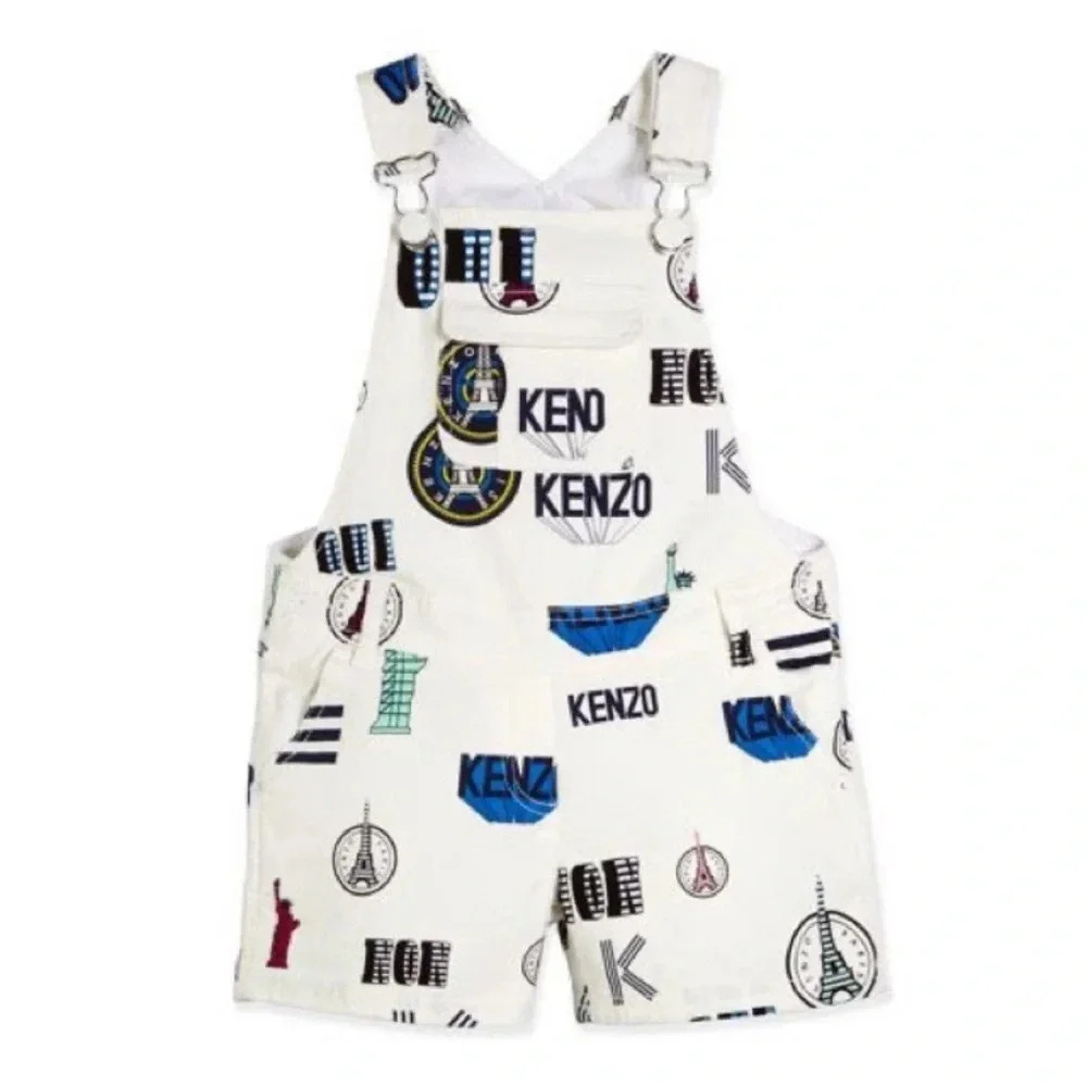 Kenzo Kids Girls Printed Dungarees and top size 10